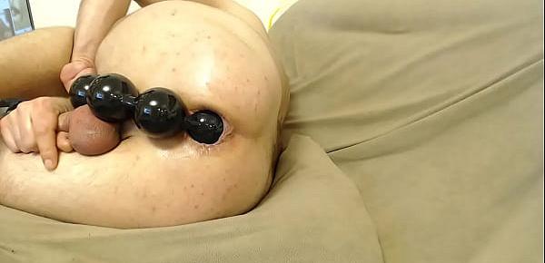  Freespirit1637 POV Gaping and destorying my asshole with GIANT ANAL BEADS for the first time. Amateur solo homemade anal webcam